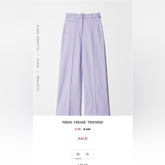 & Other Stories Pants - Lilac High-Waisted Press Creases Pants